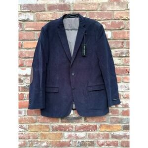 Harve Benard Mens Navy Corduroy Sport Coat Blazer Elbow Patches 48 Long NEW